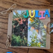 A completed paper bag nature journal with Collection Pockets