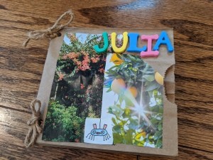 Paper Bag Nature Journal with Collection Pockets -finished nature journal with magazine photos and child's name