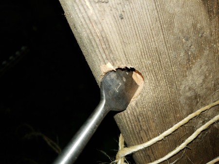 drilling hole in ridge board