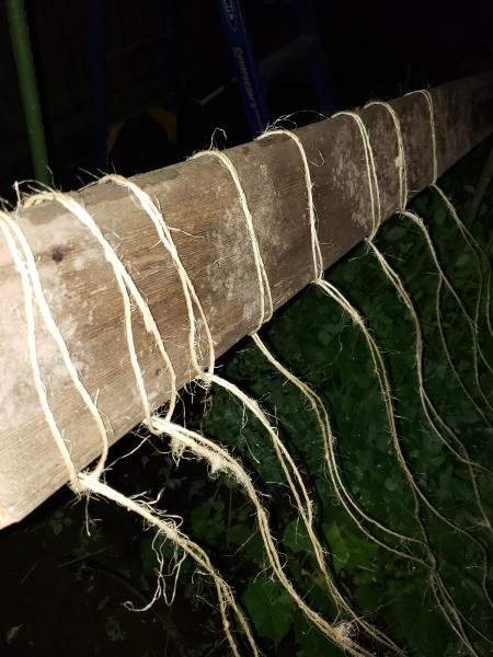 cord tied to the ridge board