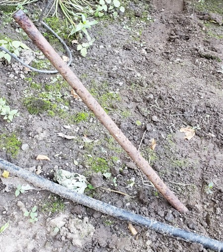 driving form stake at an angle