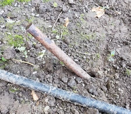 stake in place at angle and correct depth