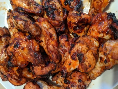 A plate of Korean grilled wings.