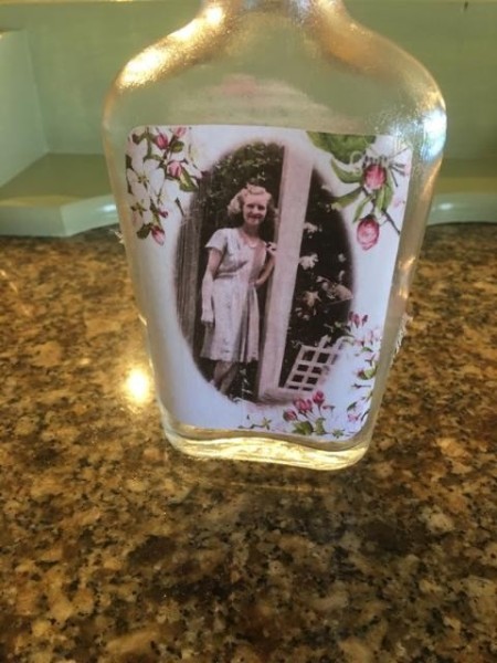 Quickie Thrifty Crafts - vintage photo printout on old bottle