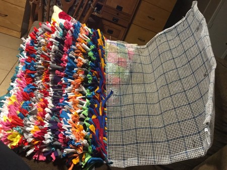 Latch Hook T-shirt Rug - partially complete