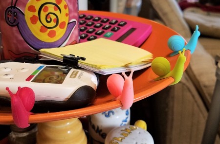 DIY Lazy Susan Organizer - little clip on snails added for whimsey