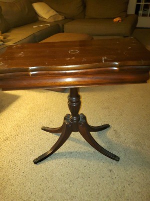 Value of a Brandt Card Table? - closed vintage mahogany finish card table