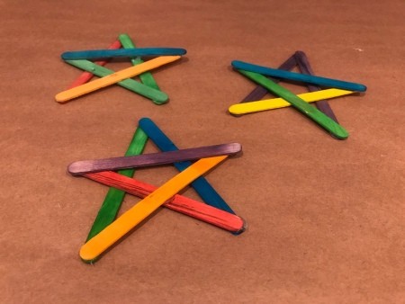 4th of July Craft Stick Star with Streamers - three stars