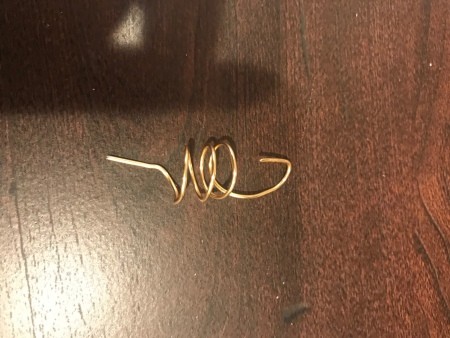 4th of July Craft Stick Star with Streamers - spiral of wire ready to form hooks