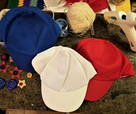 Red White and Blue Caps for the Fourth - supplies