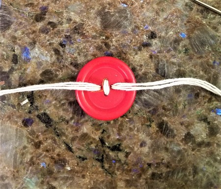 Red White and Blue Caps for the Fourth - thread through the button holes to appear that it is sewn on