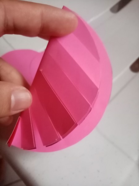 Rocking Paper Bird - cut strips in the shorter side of the folded circles