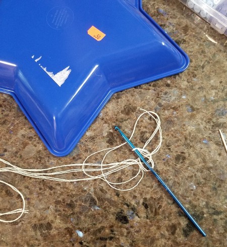 Blue Star Wall Hanging - crochet a chain for the hanger