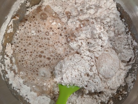 Mixing the dough for the bread