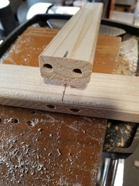 Faux Antique Window Shelf - holes drilled for dowels