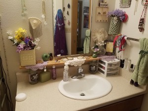 No More Messy Bathroom Shelf - finished bathroom counter makeover