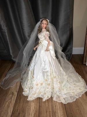 Identity and Value of a Porcelain Doll? - bride doll with elaborate dress