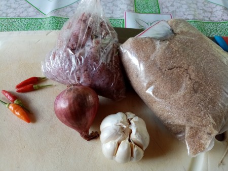 Ingredients for sweet and spicy shrimp paste.