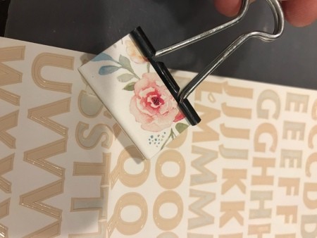 Binder Clip Photo Holder - clip with initial floral sticker