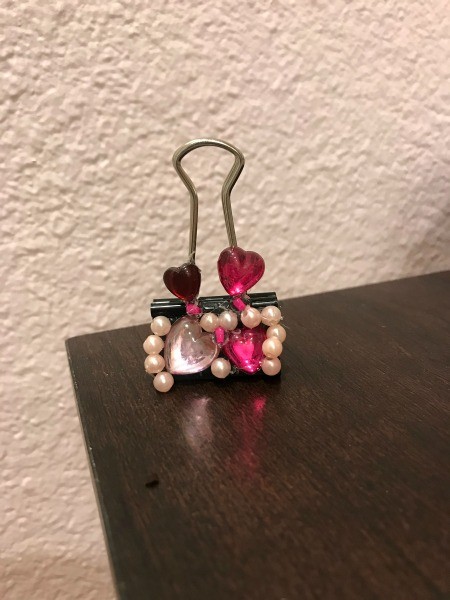 Binder Clip Photo Holder - different treatment with beads and gems glued to the clip