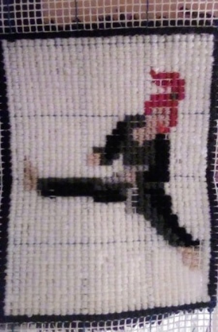 Latch Hook Rug Project Pillow - project from the back