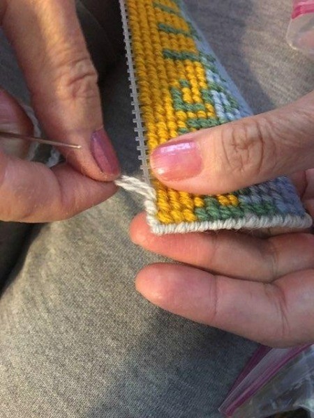 Personalized Needlepoint Bookmarks - finishing the edge