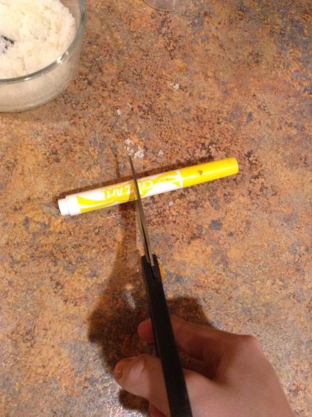 Aromatherapy Body Scrub - cutting the marker