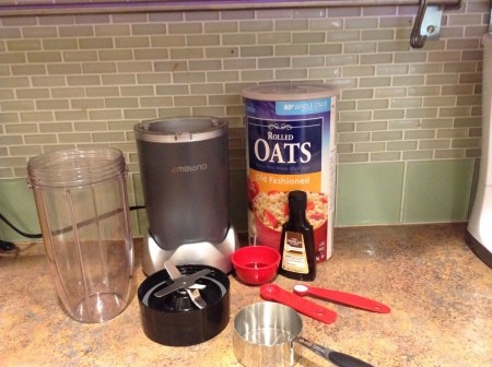 Ingredients for making oat milk.