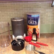 Ingredients for making oat milk.