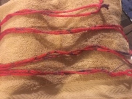 Crochet Top for Hanging Towel - measuring yarn