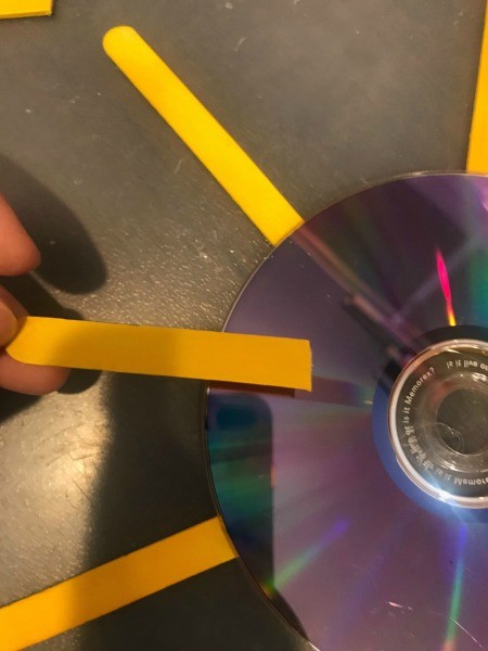 Hanging CD Reflective Garden Decoration - half sticks added to the inside in the gaps, glue a second CD on