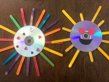 Hanging CD Reflective Garden Decoration - gems glued to the shiny side of second decoration