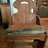 Value of an Antique Chair? - plain medium finish chair with straight notched back with cut in handle