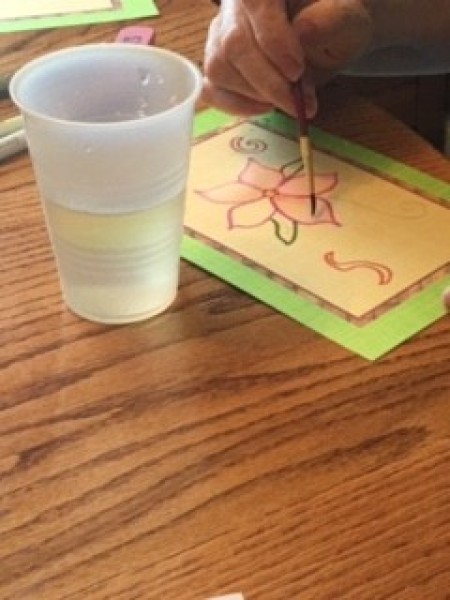 Watercolor Greeting Cards - blending watercolor markers into the shape of the flower