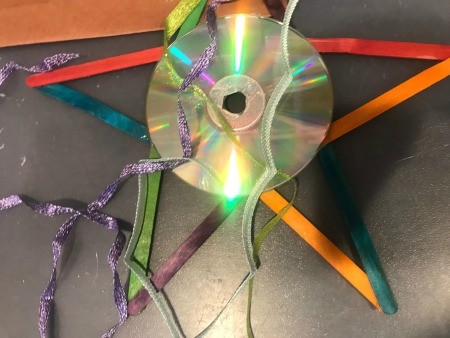 Hanging CD Reflective Star Room Decor - add ribbons at this point and a ribbon hanger if desired