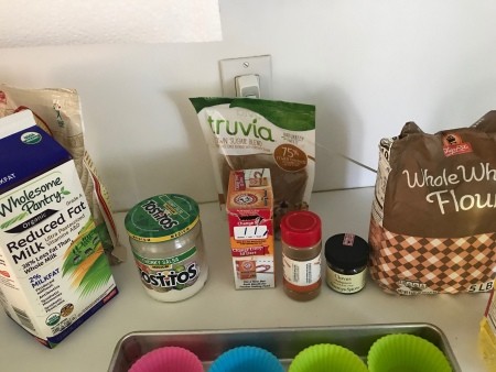 Ingredients for fragrant spiced muffins.