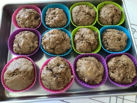Muffins in silicone muffin trays.