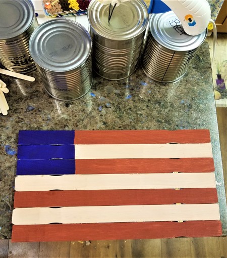 Wooden Stick Flag and Stars - allowing to dry