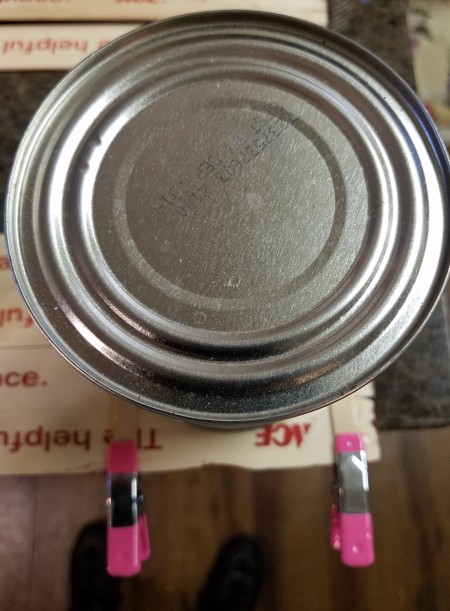 Wooden Stick Flag and Stars - closeup of can and clamps