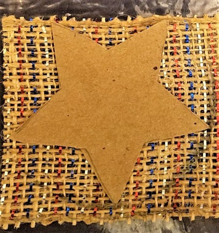 Wooden Stick Flag and Stars - star template on ribbon