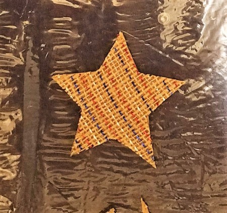Wooden Stick Flag and Stars - ribbon glued to the wooden star