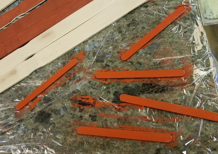 Wooden Stick Flag and Stars - red star sticks