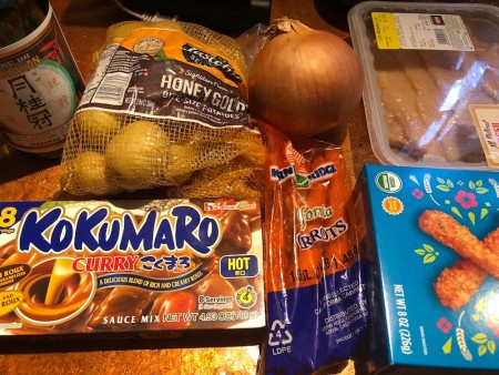 Ingredients for chicken katsu curry.