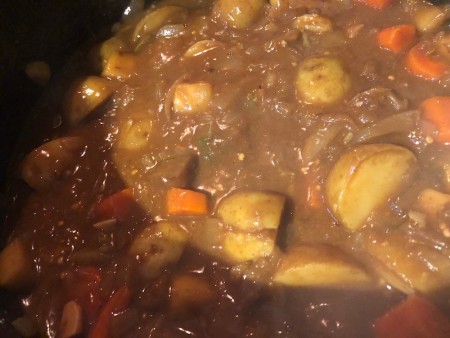 The completed curry dish.