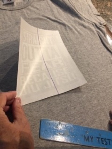 DIY T-shirt - transfer cut out, measured, and placed