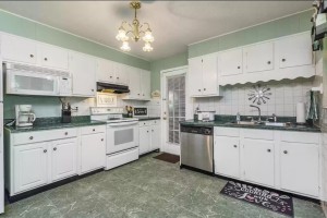 Kitchen Wall and Cabinet Paint Color Advice? - kitchen with white cabinets and green countertops