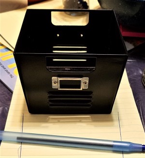 A small metal box.