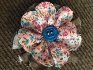 Scrappy Fun Fabric Flowers - sew the button through all layers
