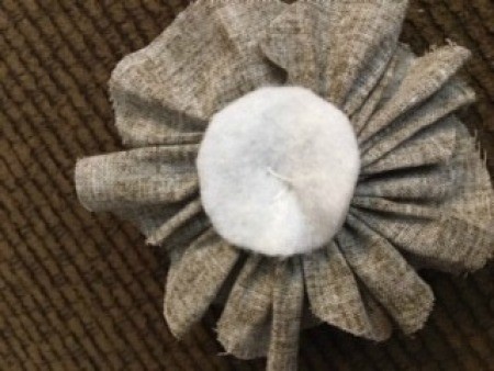 Scrappy Fun Fabric Flowers - circle of felt on the bottom and sew through the two flower layers