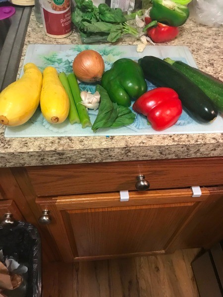 Vegetables for the sausage rigatoni stew.